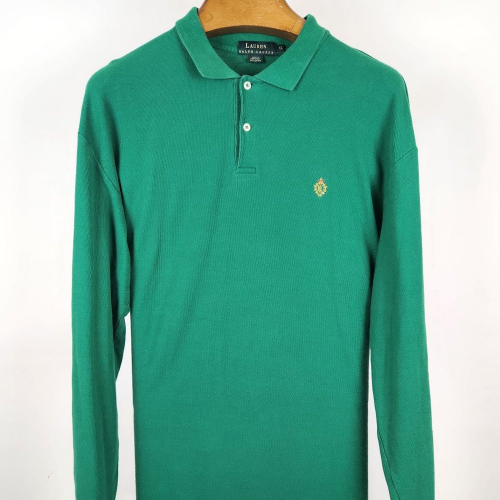 Green Polo Ralph Lauren Long Sleeve Polo, RL Logo